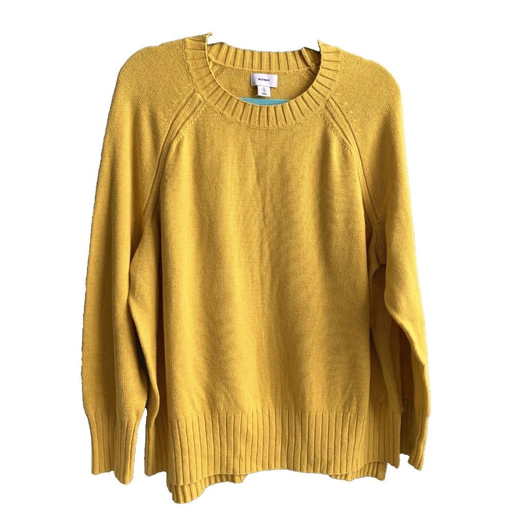 Old Navy Women's Yellow Pullover Sweater Rounded Neckline - Tunic Length XL